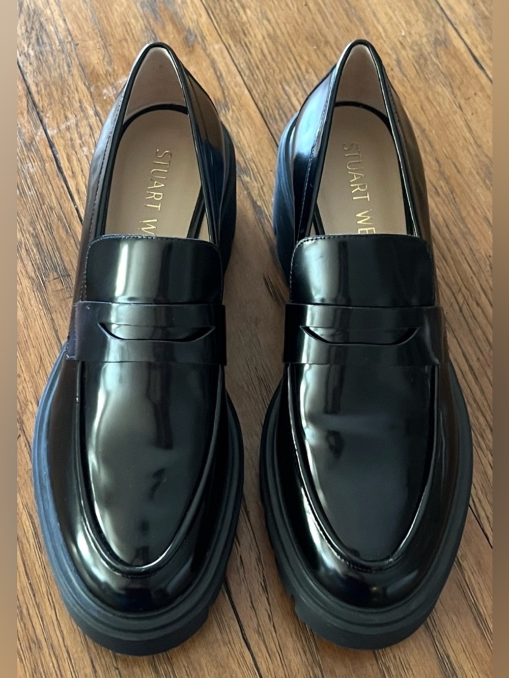 Stuart Weitzman SOHO BLACK LOAFER SLIP ON SHOES 10 NEW - Picture 2 of 12